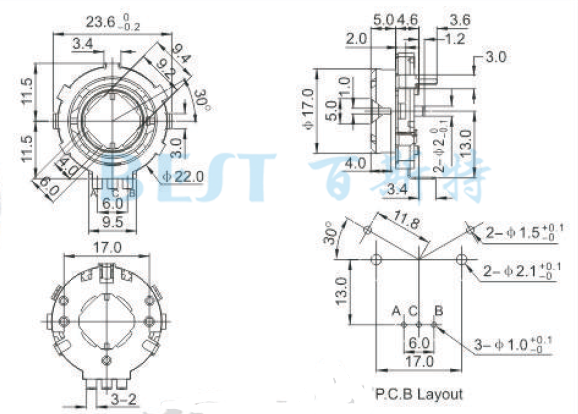 中空编码器EC25参考图纸